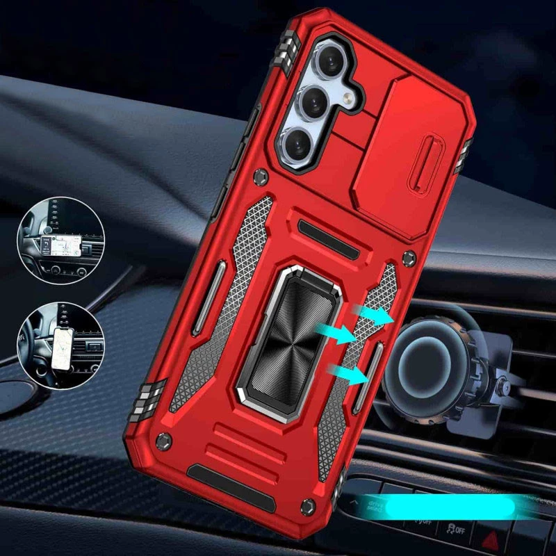 Ударостійкий чохол Square Ring зi шторкою на камеру на Samsung Galaxy A35 – Червоний / Red. Фото 3 з 13