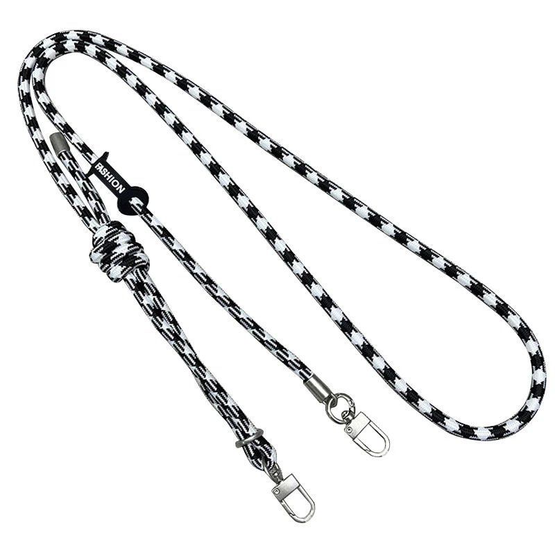 Шнурок с двумя креплениями (8мм) 150см – Black / White. Фото 2 из 3