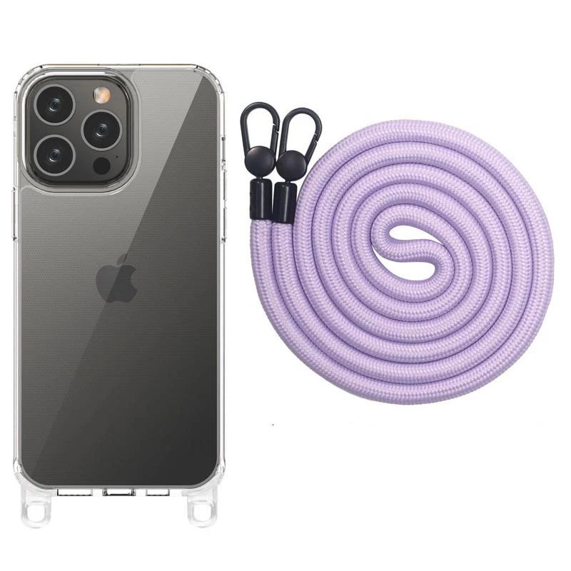 Прозрачный силиконовый чехол с ремешком для Apple iPhone 14 Pro Max (6.7") – Light Purple. Фото 2 из 12