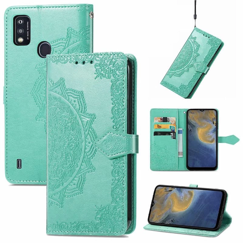 Кожаный чехол-книжка Art Case с визитницей для ZTE Blade A51 – Бирюзовый. Фото 5 из 6