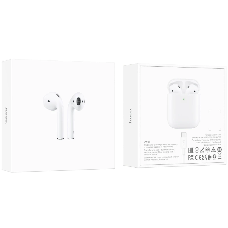 Бездротові TWS навушники Hoco EW91 – White. Фото 2 з 7
