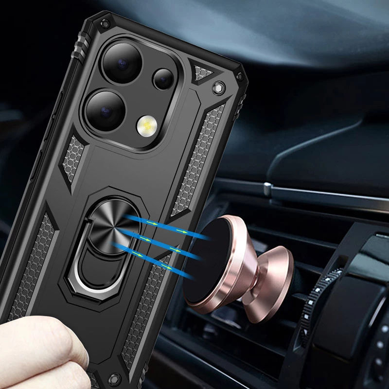 Противоударный чехол Serge Ring с кольцом для Xiaomi Redmi Note 13 4G – Черный. Фото 5 из 6