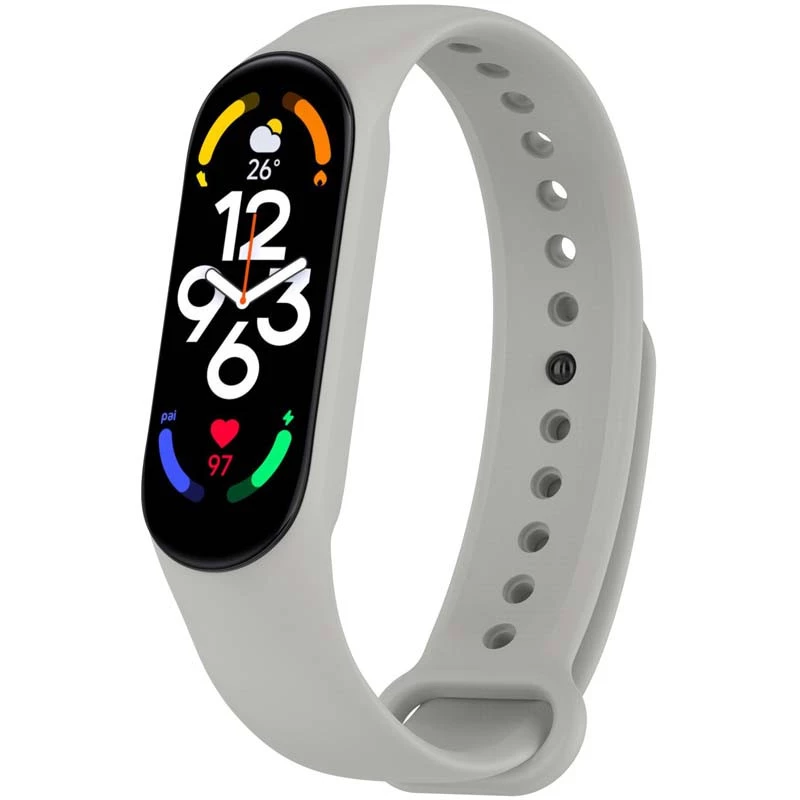 Силиконовый ремешок для Xiaomi Mi Band 7/6/5/4/3 – Серый / Light Grey. Фото 2 из 2