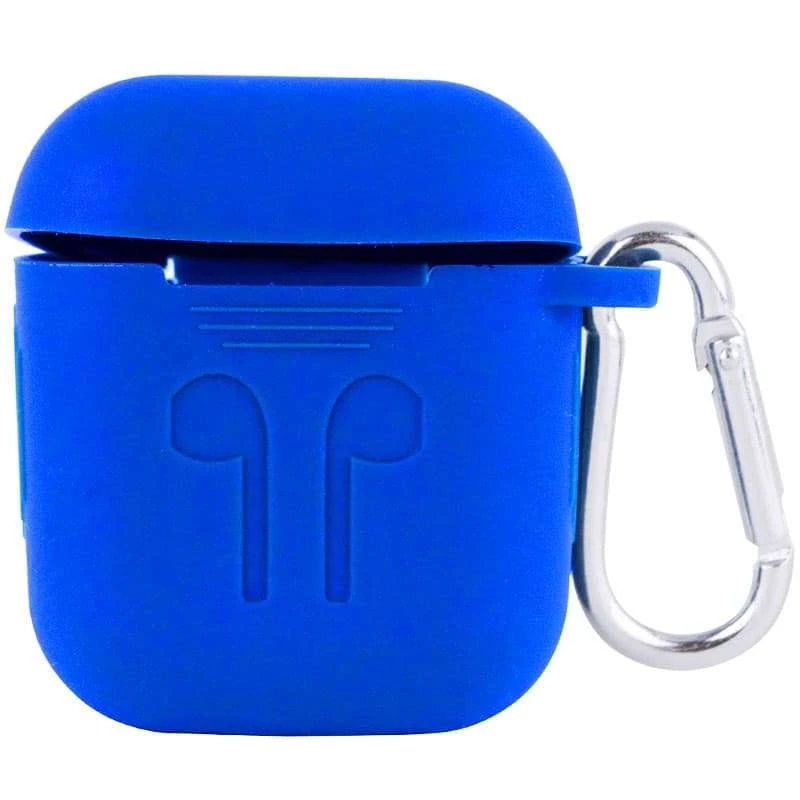 

Силиконовый футляр для наушников Airpods Slim Logo + карабин (Синий / Shiny blue), Синій / shiny blue