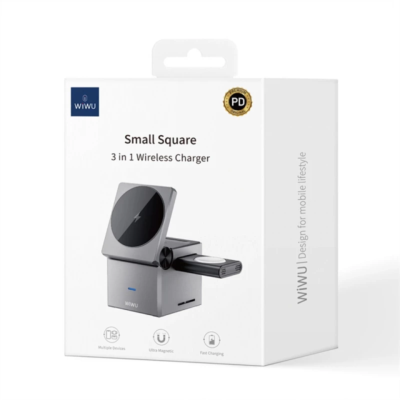 БЗП WIWU Wi-W030 Planeta Trio 3 in 1 Cableless charger – Gray. Фото 6 з 6