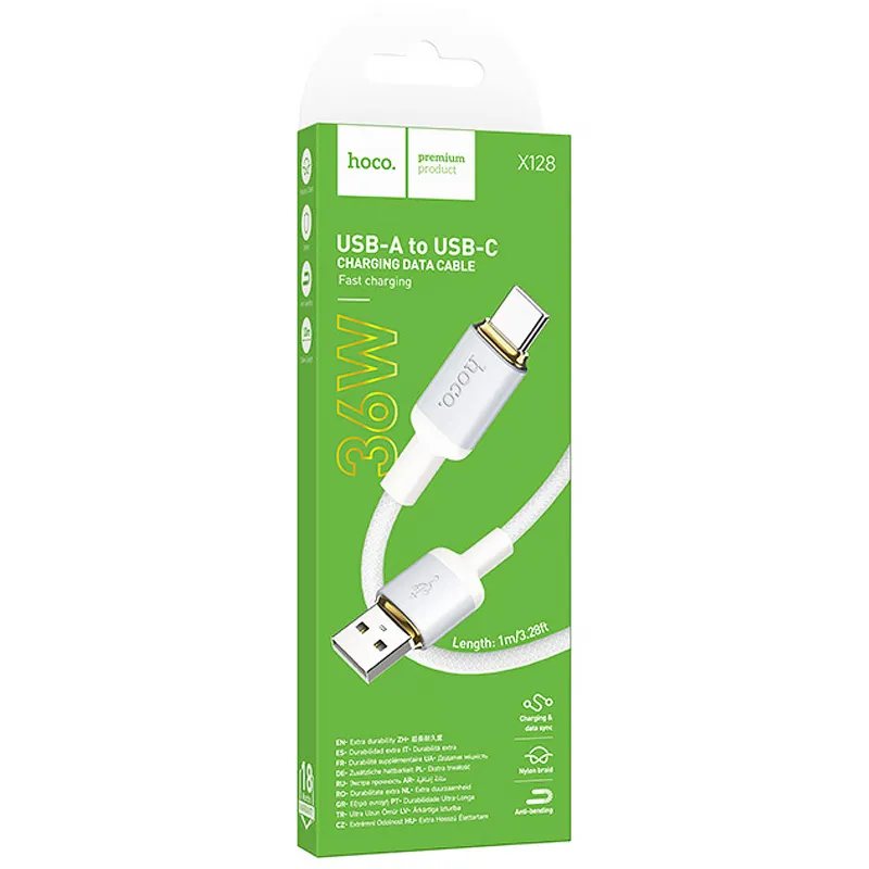 Дата кабель Hoco X128 Benefit USB to Type-C 36W (1m) – White. Фото 2 из 4