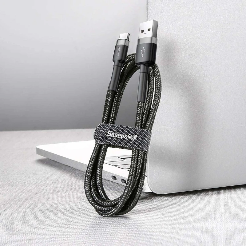 Дата кабель Baseus Cafule Type-C Cable 3A (0.5m) – Сірий / Чорний. Фото 5 з 6