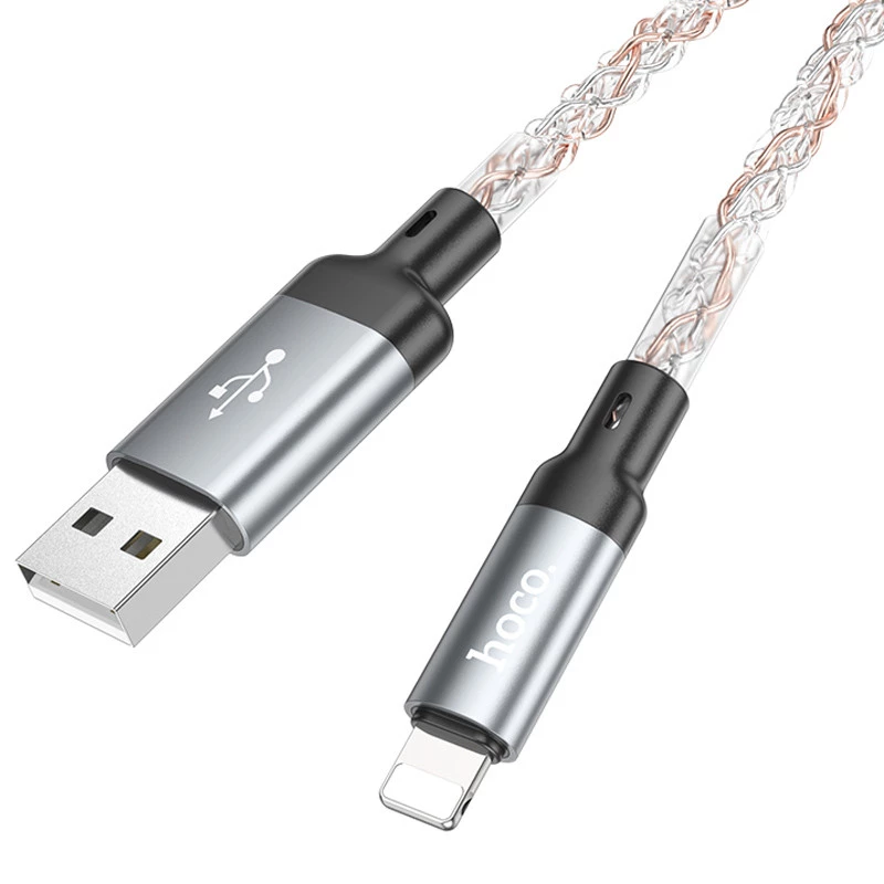 Дата кабель Hoco U112 Shine 2.4A USB to Lightning (1m) – Gray. Фото 5 з 8