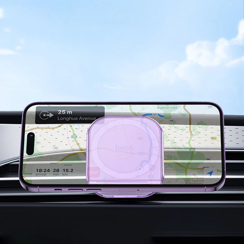 Автотримач Hoco H42 Crystal ring magnetic (air outlet) – Romantic purple. Фото 2 з 5