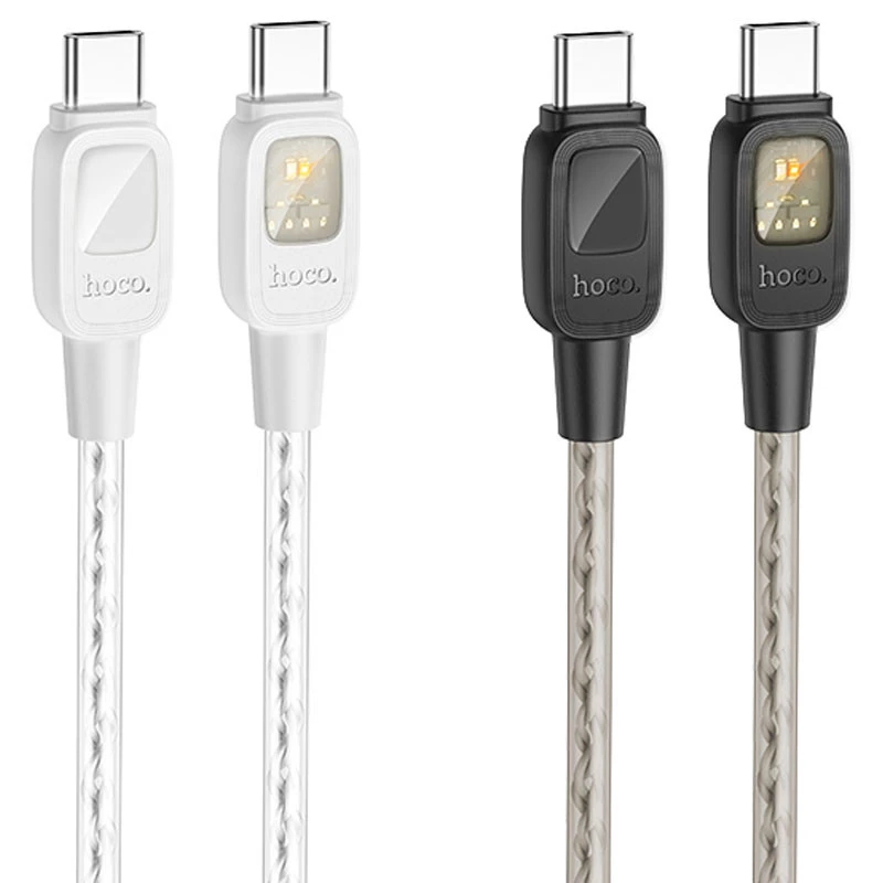 Дата кабель Hoco U124 Stone silicone power-off 60W Type-C to Type-C фото 1 з 1