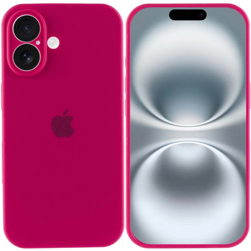 Чехол Silicone Case с защитой камеры для Apple iPhone 16 – Красный / Rose Red. Фото 3 из 8