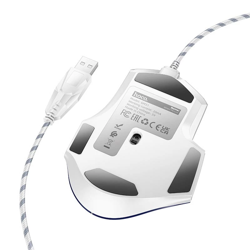 Миша Hoco GM31 Overlord luminous – White / Blue. Фото 3 з 5