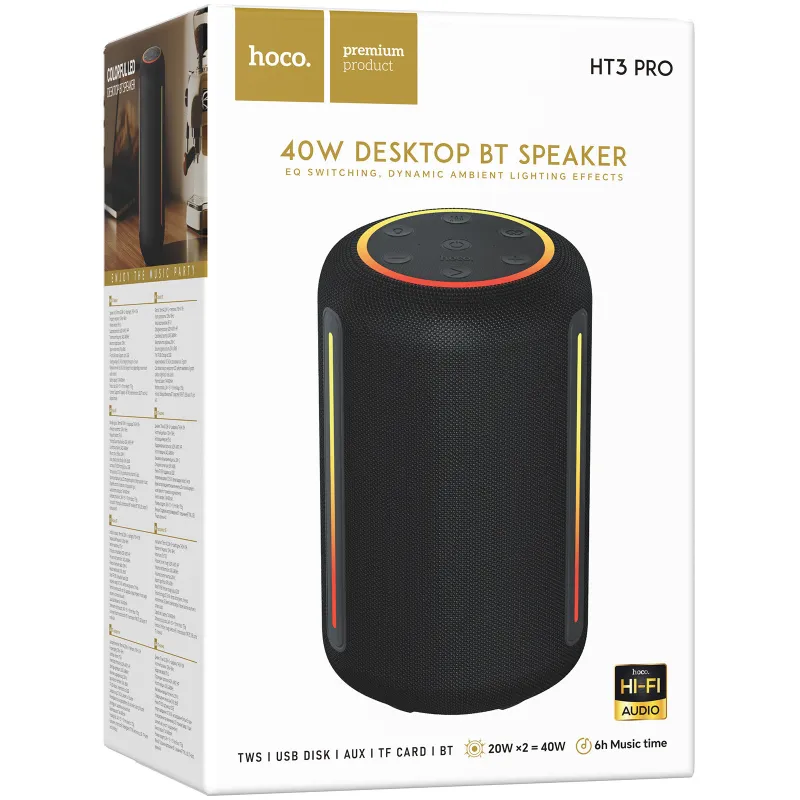 Bluetooth Колонка Hoco HT3 Platinum Pro 40W – Black. Фото 2 з 5