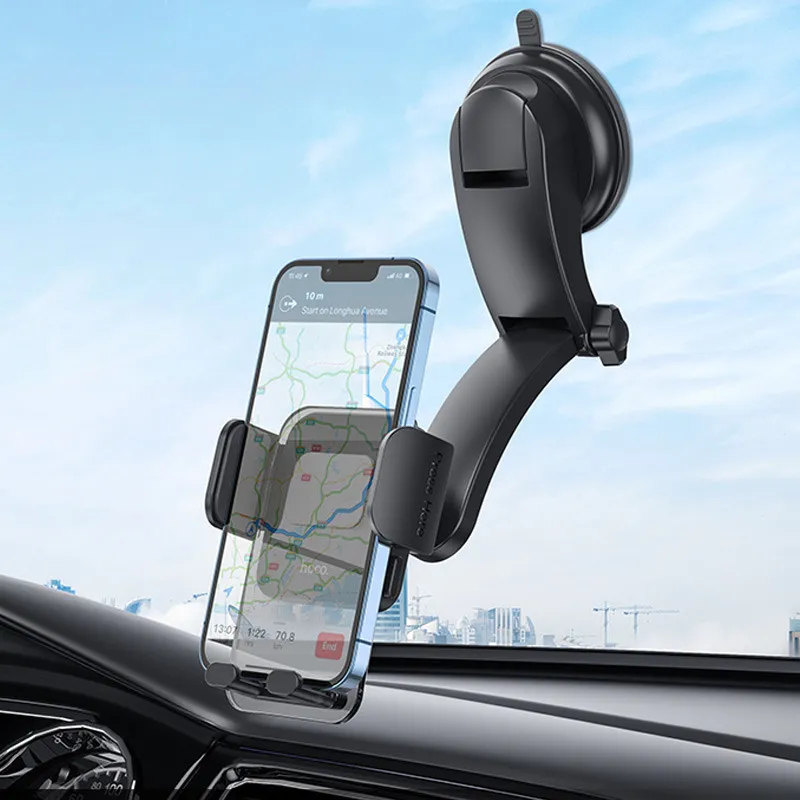 Автодержатель Hoco CA118 Delicate press type (center console) – Space Black. Фото 6 из 7
