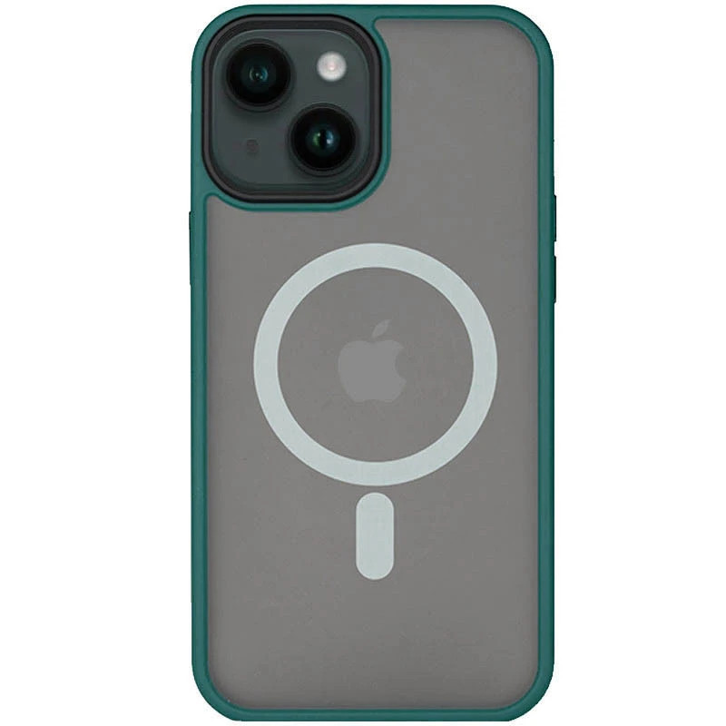 TPU+PC з металевими кнопками та MagSafe на Apple iPhone 14 (6.1") – Зелений / Dark Green. Фото 1 з 1