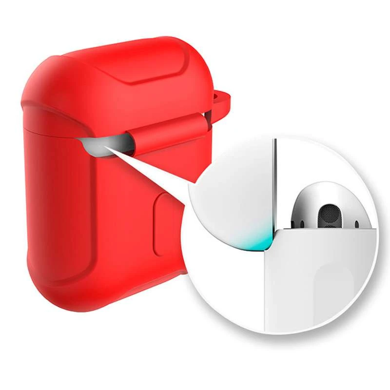 Силиконовый футляр Armor с карабином для Airpods – Красный. Фото 2 из 3