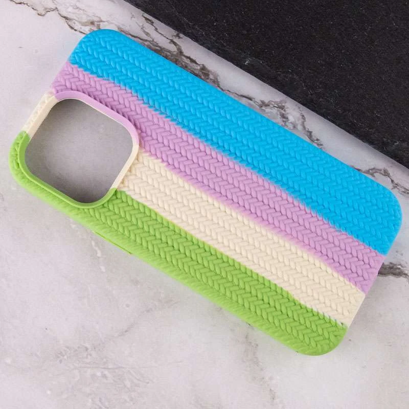 Чохол Silicone Case плетений на Apple iPhone 13 Pro Max (6.7") – М'ятний / Блакитний. Фото 2 з 2