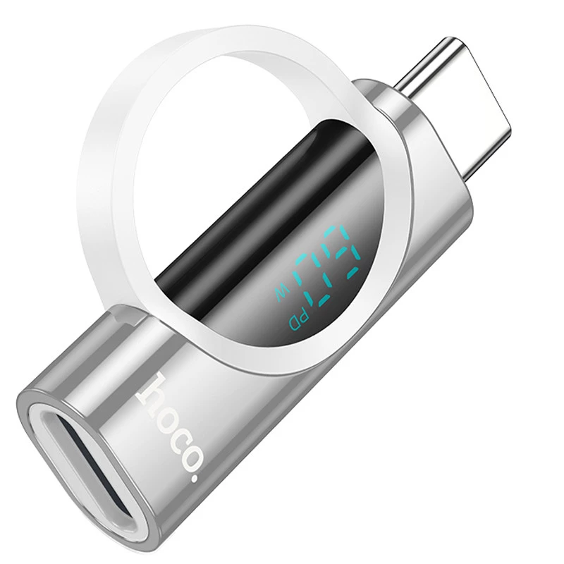Перехідник Hoco UA32A Type-C male to Lightning female display adapter – silver. Фото 3 з 4