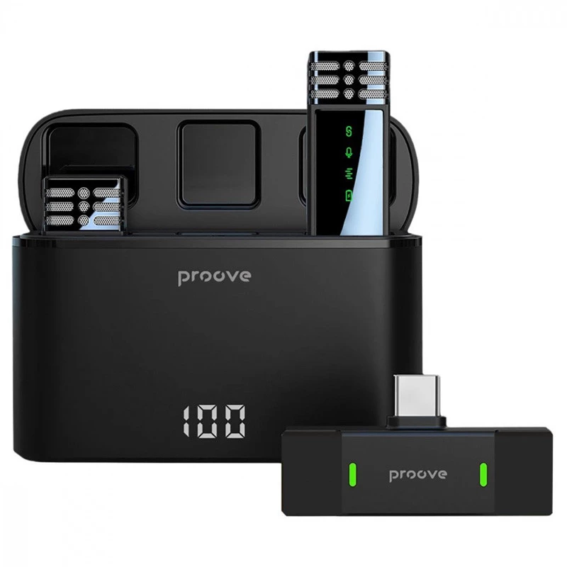 

Петличний бездротовий мікрофон Proove Record Type-C (Black)