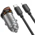 АЗП Hoco NZ16A Rigorous 43W (1USB-A/1C) + кабель Type-C to Lightning – Metal grey. Фото 4 з 6