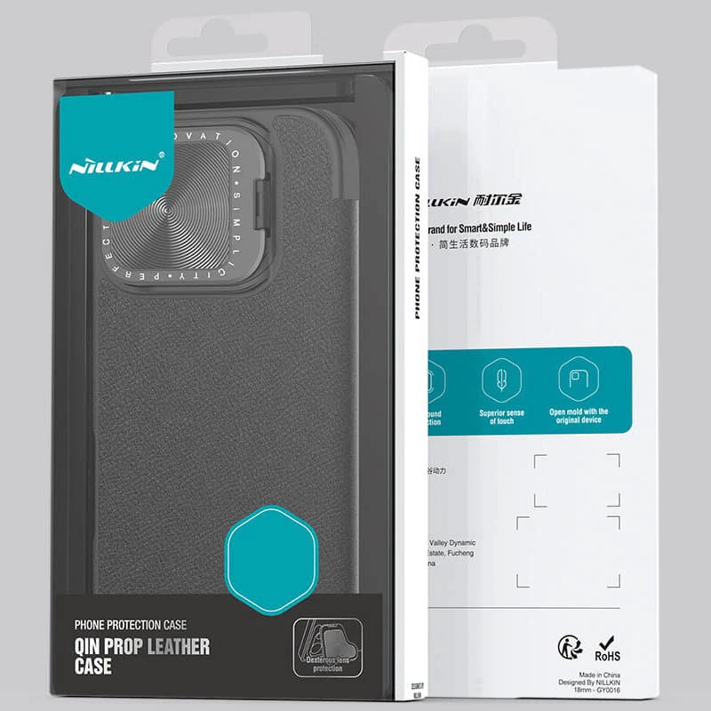 Шкіряний чохол (книжка) Nillkin Qin Prop Plain Camshield для Apple iPhone 16 фото 3 з 3
