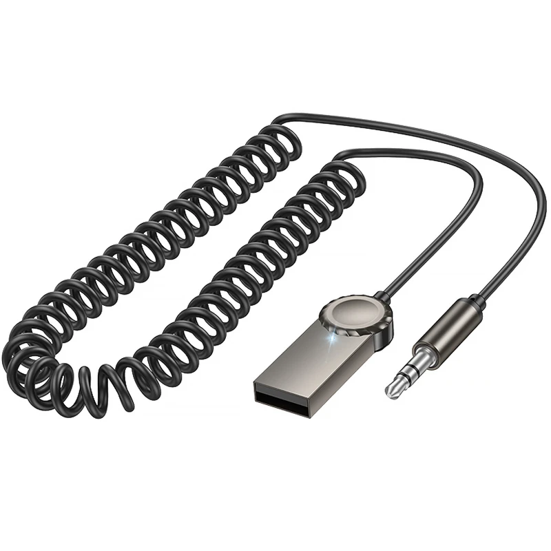 Bluetooth аудіо ресивер Borofone BC56 Peaceful with cable – Metal gray. Фото 6 з 6