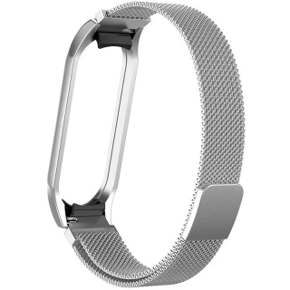 Ремешок Milanese Loop Design для Xiaomi Mi Band 5 — Серебряный