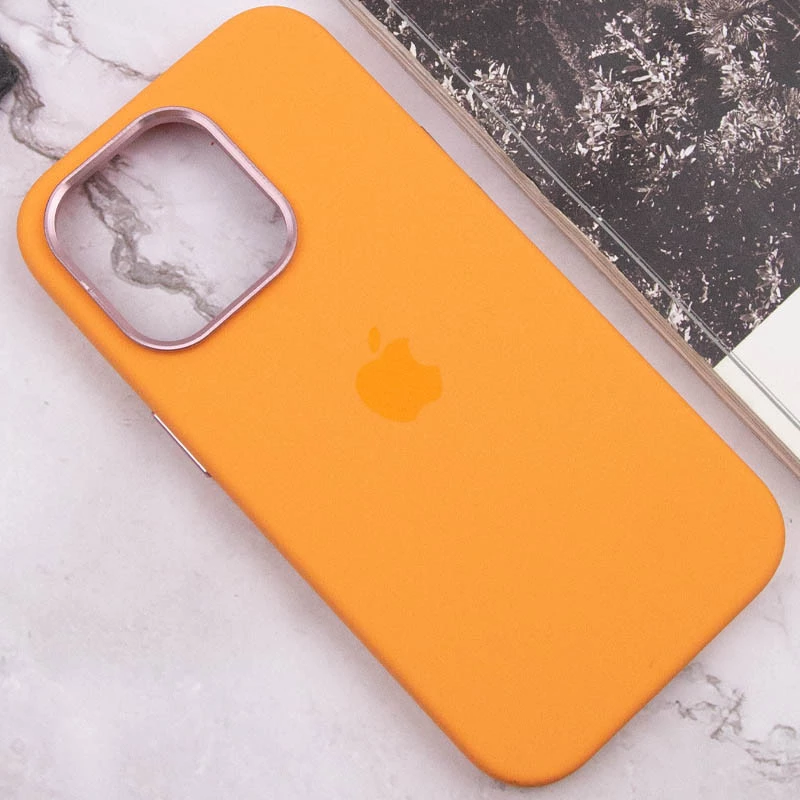 Чехол Silicone Case с металлическими кнопками для Apple iPhone 14 Pro Max (6.7") – Оранжевый / Marigold. Фото 8 из 9