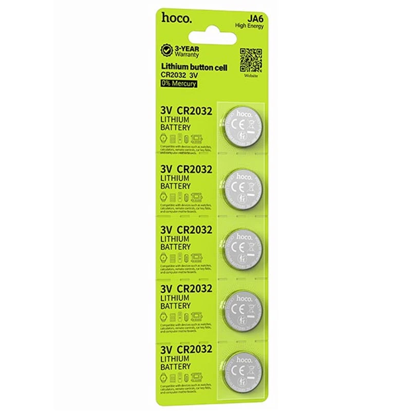 Батарейки Hoco JA6 (CR2032) Button 5 pcs – silver. Фото 3 из 3