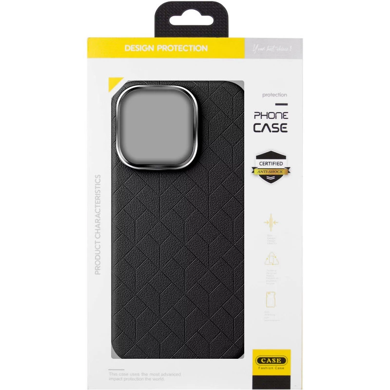 Шкіряний чохол з візерунком та MagSafe на Apple iPhone 16 – Black. Фото 3 з 8