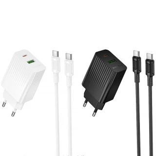 СЗУ Borofone BAS76A Source PD30W+QC3.0 (1USB-A/1C) + кабель Type-C to Type-C фото 1 из 2