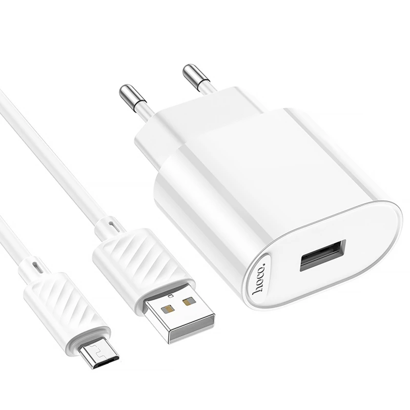 СЗУ Hoco C109A Fighter 10.5W (1USB-A) + кабель USB to MicroUSB – White. Фото 5 из 6