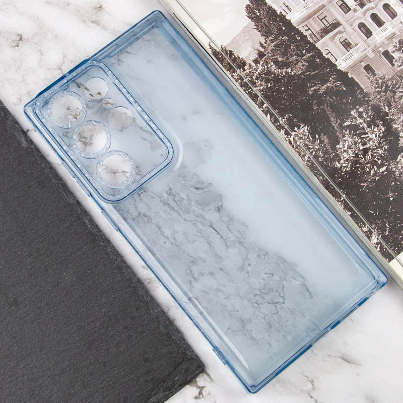 Силиконовый чехол с узором на Samsung Galaxy S22 Ultra – Голубой. Фото 4 из 6