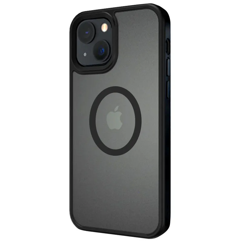 TPU+PC чехол Metal Buttons with Magnetic Fit для Apple iPhone 13 (6.1") – Черный / Black. Фото 2 из 4