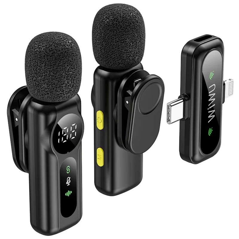 Петличний бездротовий мікрофон WIWU WM007 Dual-mic (Lightning/Type-C) – Black. Фото 4 з 6