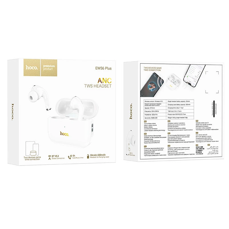 Беспроводные TWS наушники Hoco EW56 Plus – White. Фото 6 из 8