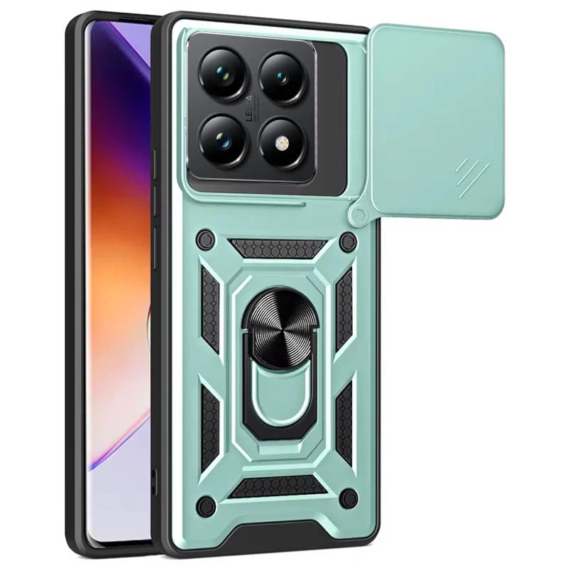 Ударопрочный чехол Serge Ring с защитой камеры для Xiaomi 14T Pro – Зеленый. Фото 1 из 1