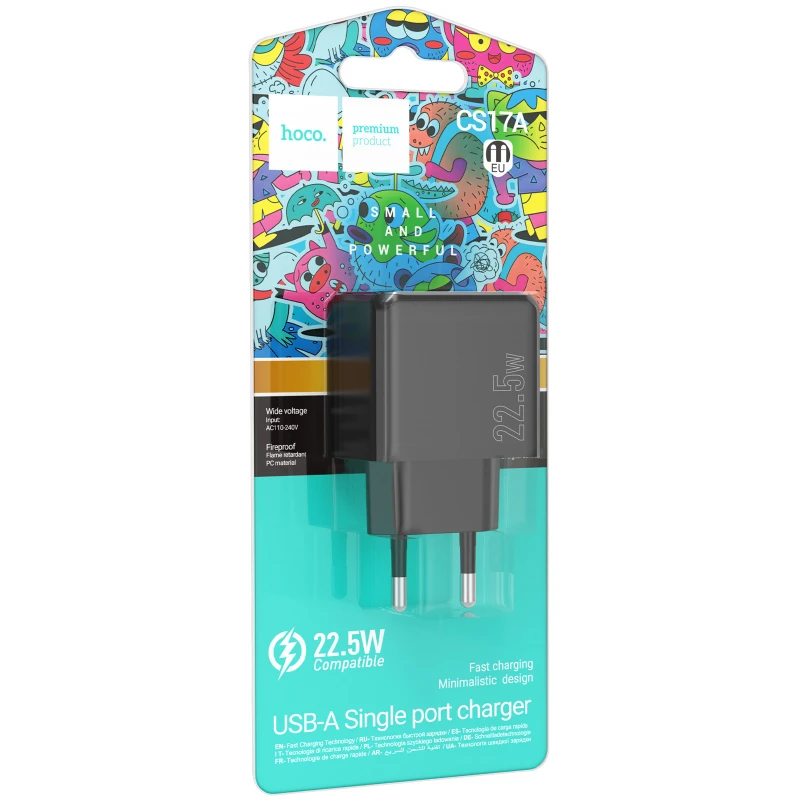 МЗП Hoco CS17A Wish QC3.0 22.5W (1USB-A) – Black. Фото 2 з 6