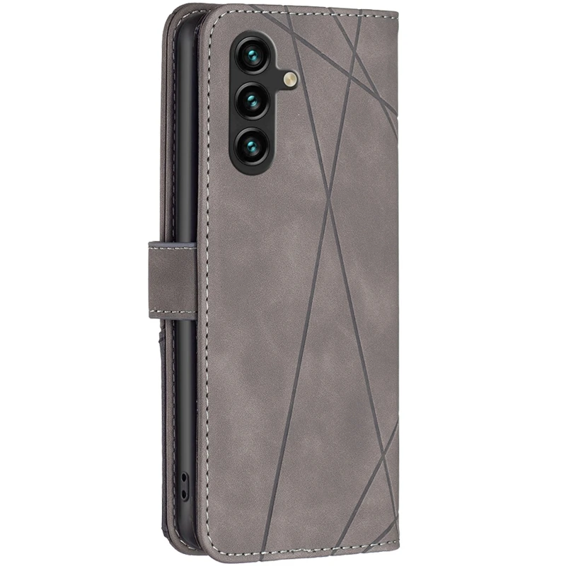 Шкіряний чохол-книжка Geometric Pattern для Xiaomi Poco X8 Pro Max – Grey. Фото 2 з 5
