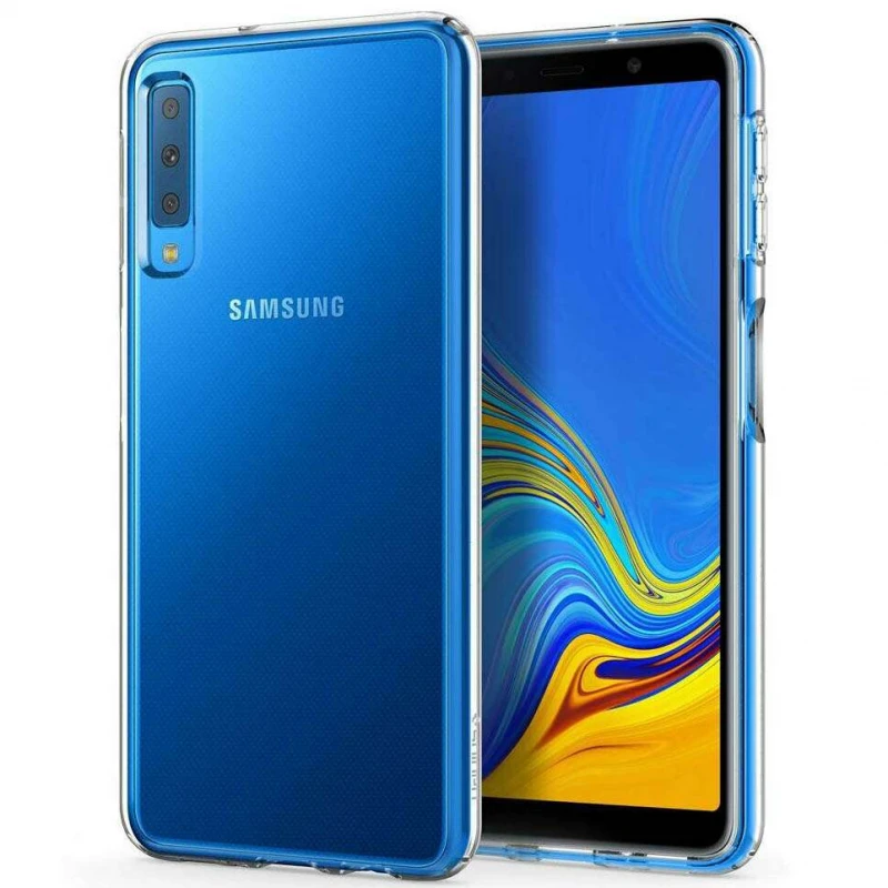 Ультратонкий силіконовий чохол 1мм на Samsung A750 Galaxy A7 (2018) – Безбарвний (прозорий). Фото 2 з 4