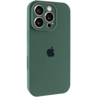 Чохол Silicone Case з захистом камери на Apple iPhone 16 Pro — Зелений / Pine green