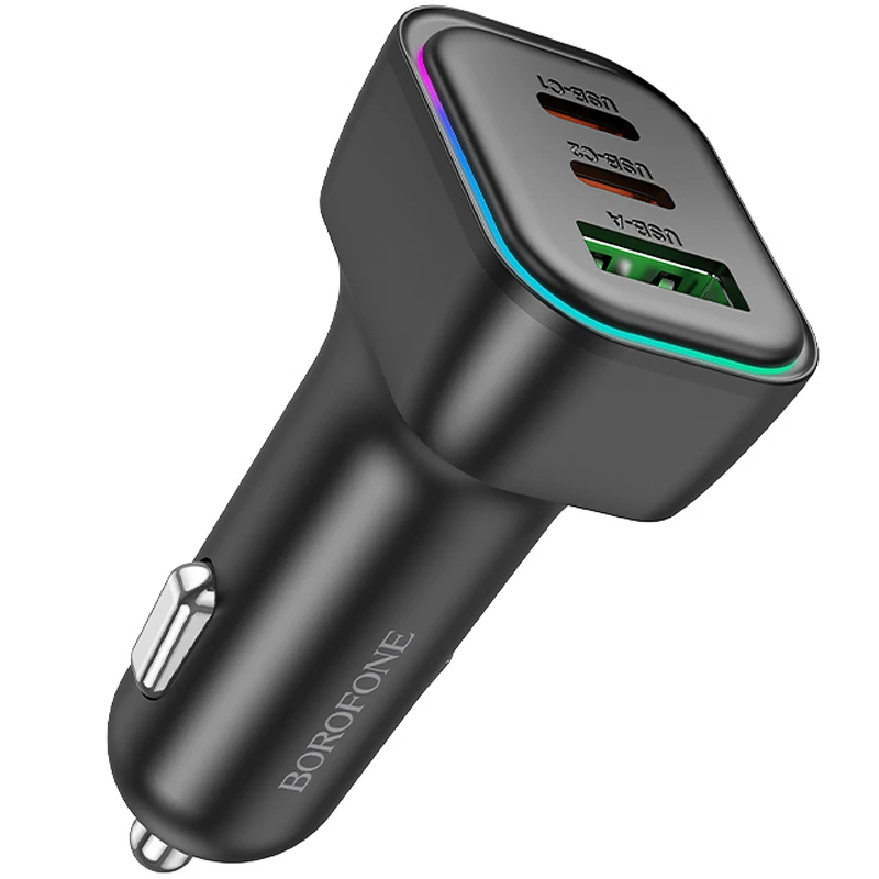 АЗП Borofone BZ28C Trophie PD60W+QC3.0 (1USB-A/2C) – Black. Фото 1 з 4