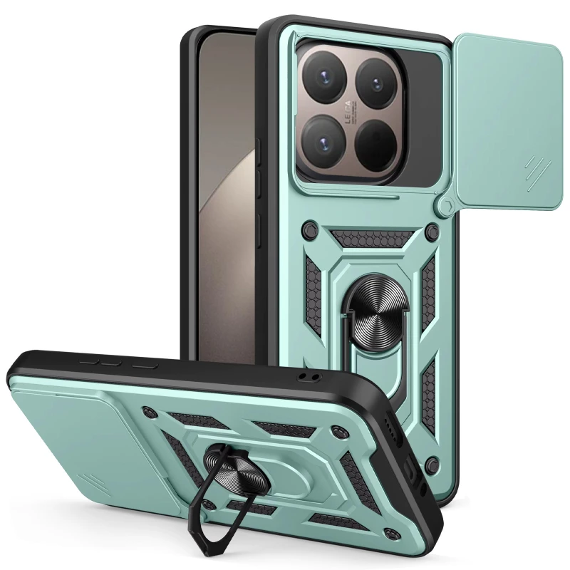 Ударопрочный чехол Serge Ring с защитой камеры для Xiaomi 15T – Зеленый. Фото 1 из 1