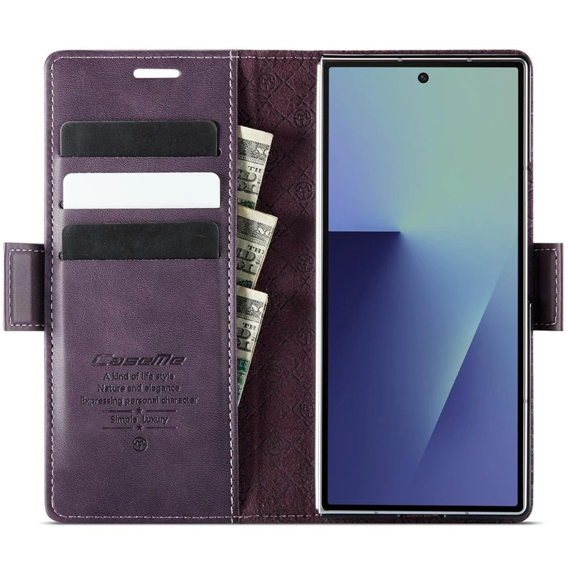 Кожаный чехол-книжка CaseMe Velvet Matte для Samsung Galaxy Z Fold7 – Purple. Фото 3 из 5