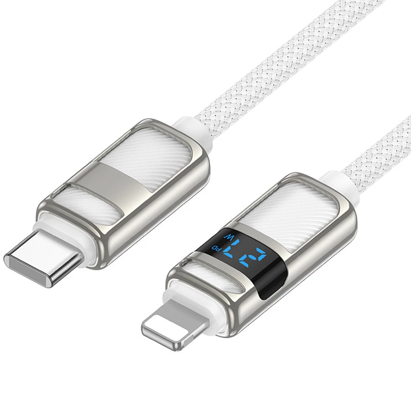 Дата кабель Hoco U137 Line with display Type-C to Lightning 27W (1.2m) – White. Фото 3 з 5