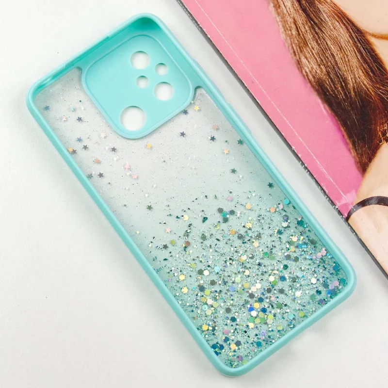 Чохол з блискітками та захистом камери на Xiaomi Redmi 12C / Poco C55 – Бірюзовий. Фото 7 з 9