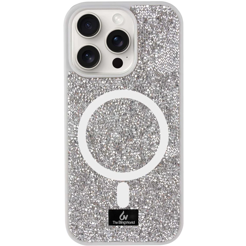 TPU чохол Bling World with MagSafe для Apple iPhone 16 Pro – silver. Фото 1 з 2
