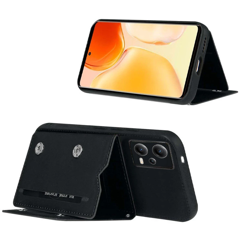 Чехол Frontalka с отсеком для карточек с защитой камеры для Xiaomi Redmi Note 12 5G – Black. Фото 3 из 3