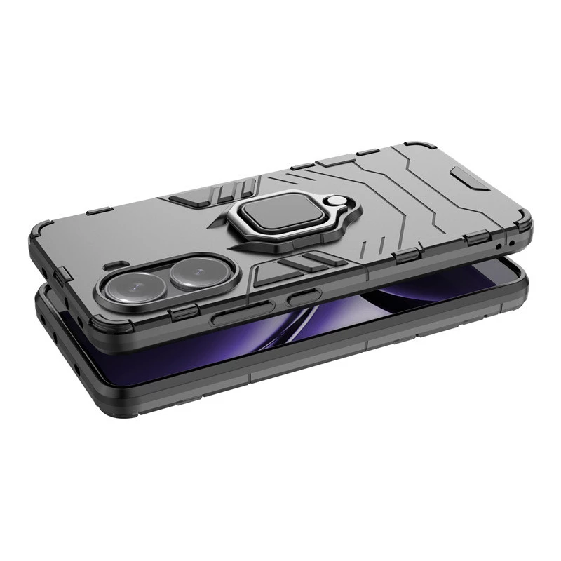 Противоударный чехол Transformer с кольцом для Xiaomi Poco X7 Pro – Черный / Soul Black. Фото 5 из 6