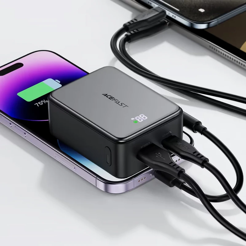 Портативний ЗП Power Bank Acefast M28 22.5W with cable 10000 mAh – Black. Фото 6 з 7